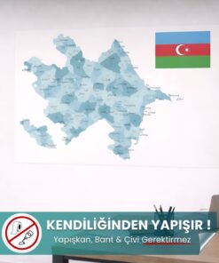 Şeffaf Akıllı Kağıt Azerbaycan Haritası (150x87 cm) - Yapışkansız, Yaz Sil Duvar Haritası