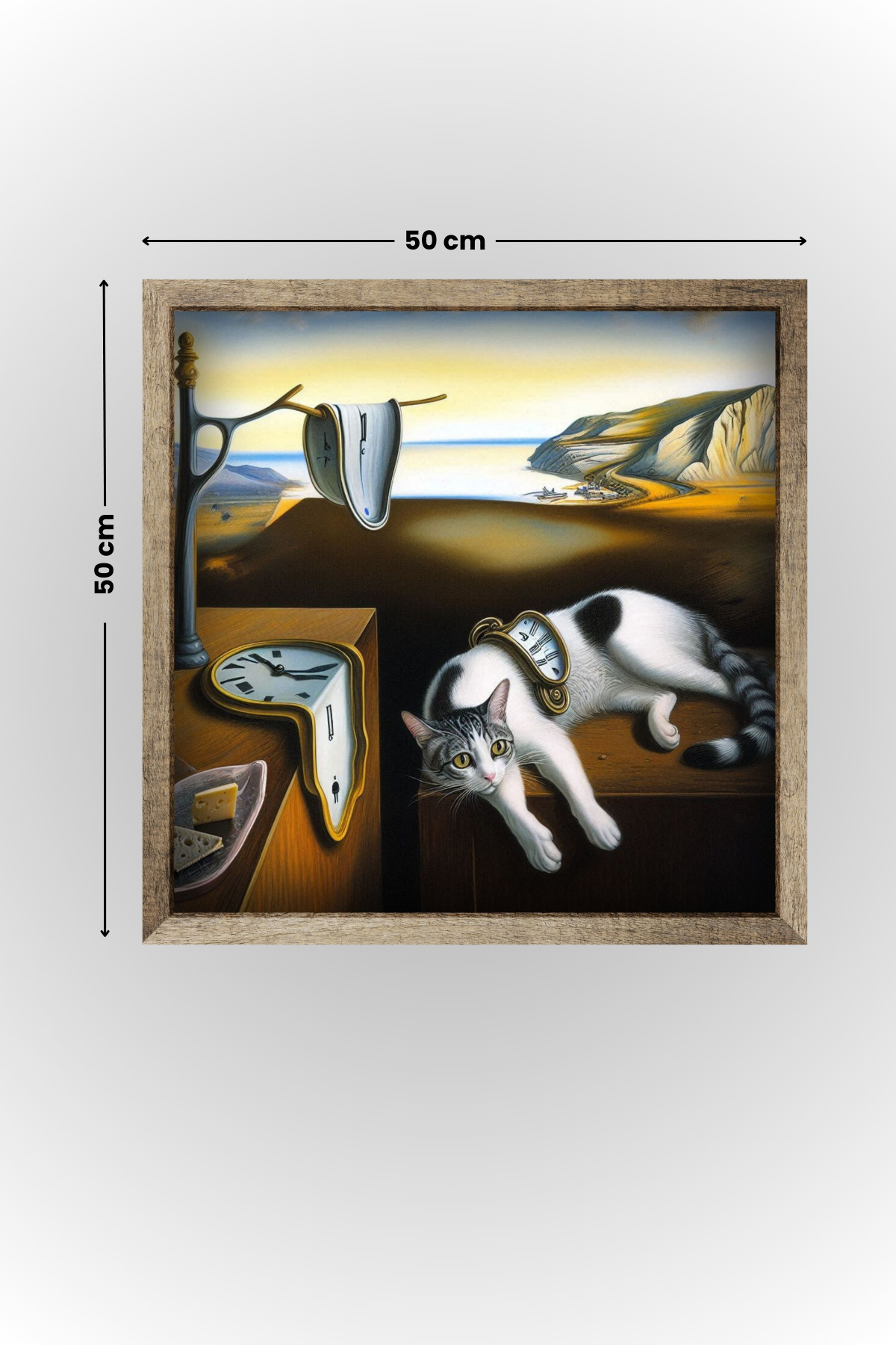 Belleğin Azmi Salvador Dali Kedi Posteri - Yapışkansız Statik Akıllı Kağıt (50x50 cm) - Görsel 2