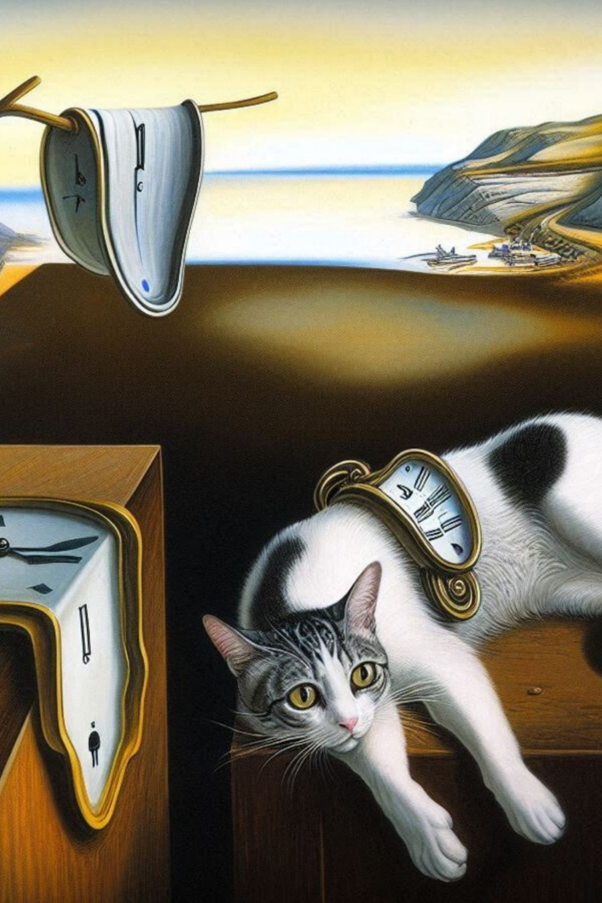 Belleğin Azmi Salvador Dali Kedi Posteri - Yapışkansız Statik Akıllı Kağıt (50x50 cm) - Görsel 6