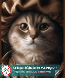 British Kedi Poster | Yapışkansız Premium Baskı Statik Poster | British Shorthair | Yapay Zeka Tasarım
