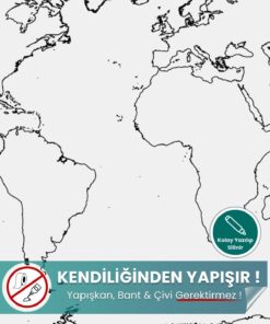Dilsiz Dünya Haritası – Yapışkansız, Yaz-Sil Özellikli Akıllı Kağıt (Ülke Bölmesiz)