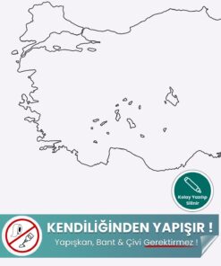 Dilsiz Türkiye Haritası - Yapışkansız Tutunma ve Yaz-Sil Özellikli Akıllı Kağıt (Şehir Bölmesiz)
