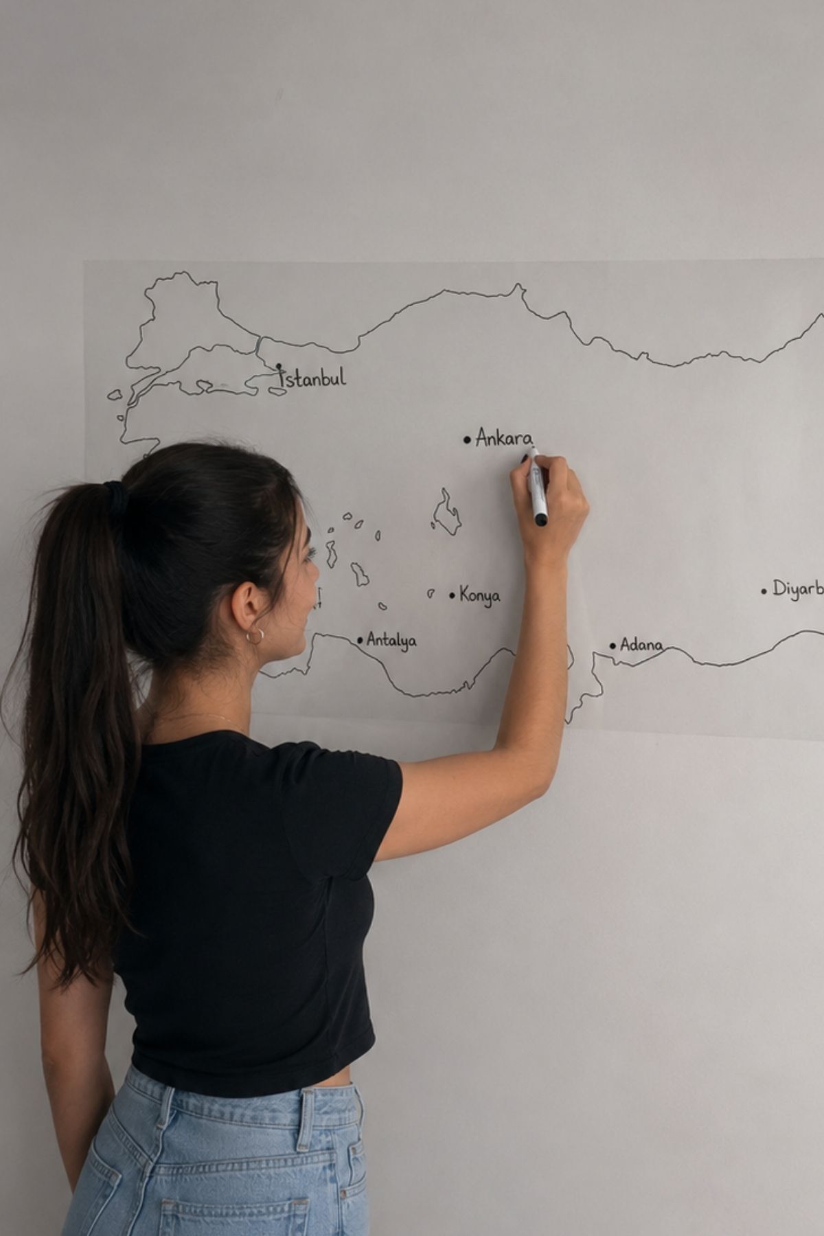 Dilsiz Türkiye Haritası - Yapışkansız Tutunma ve Yaz-Sil Özellikli Akıllı Kağıt (Şehir Bölmesiz) - Görsel 4