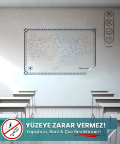 Pi Papers Dilsiz Türkiye Haritası - Şehir Bölmeli, Yaz Sil, Statik Akıllı Kağıt (87x150 cm)