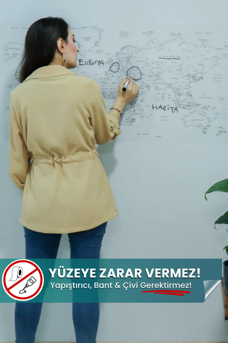 Dünya Haritası yapışkansız statik akıllı kağıt