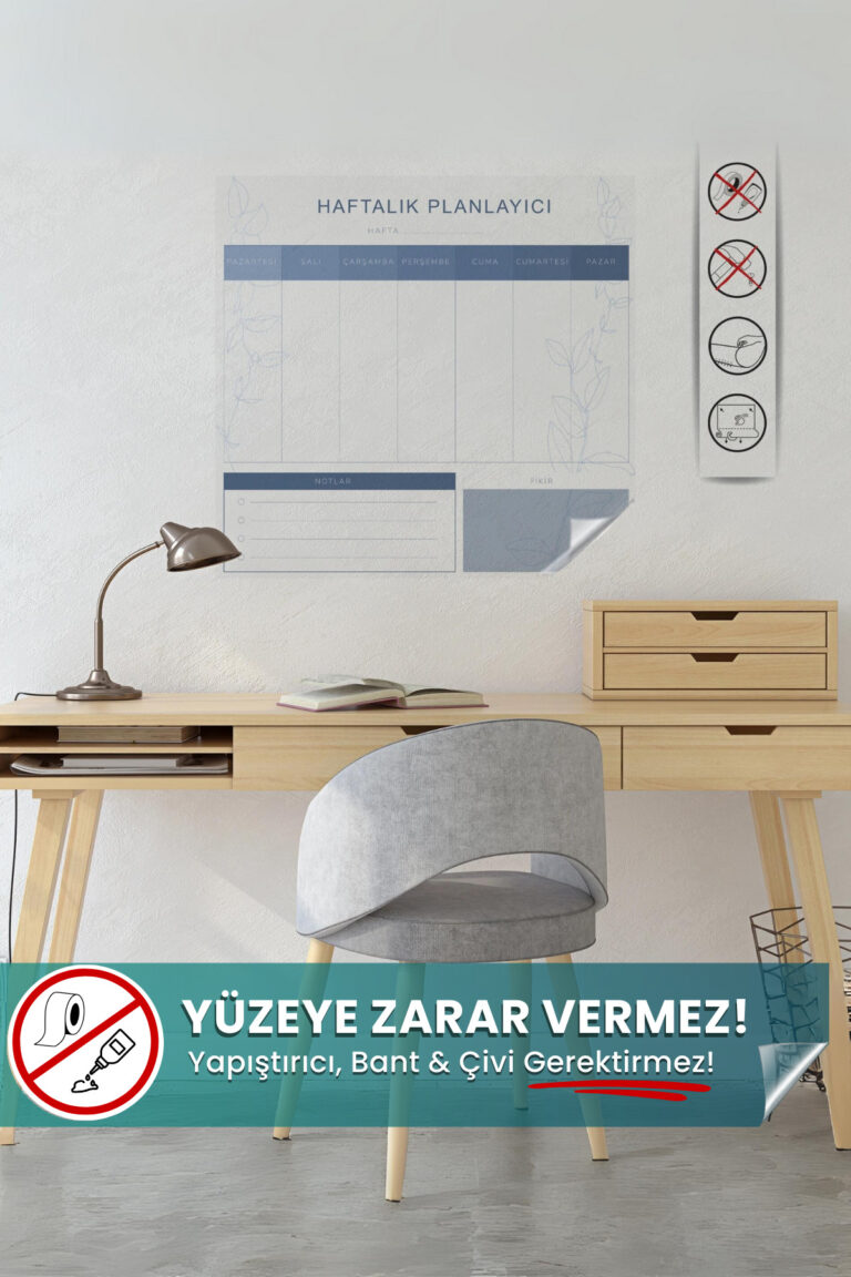 Haftalık Planlayıcı | Statik Akıllı Kağıt, Yapışkansız Pano