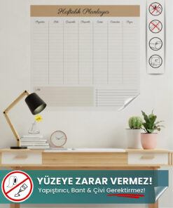 Evbuya Haftalık Planlayıcı - Kendiliğinden Tutunan Sihirli İnovatif Statik Akıllı Kağıt Pano (46x48 cm)