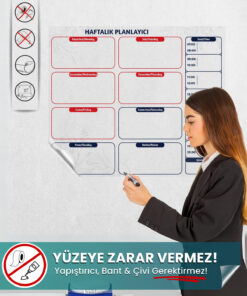 Pi Papers Haftalık Planlayıcı – Statik Elektriklenme ile Tutunan Sihirli Akıllı Kağıt (48x55 cm)