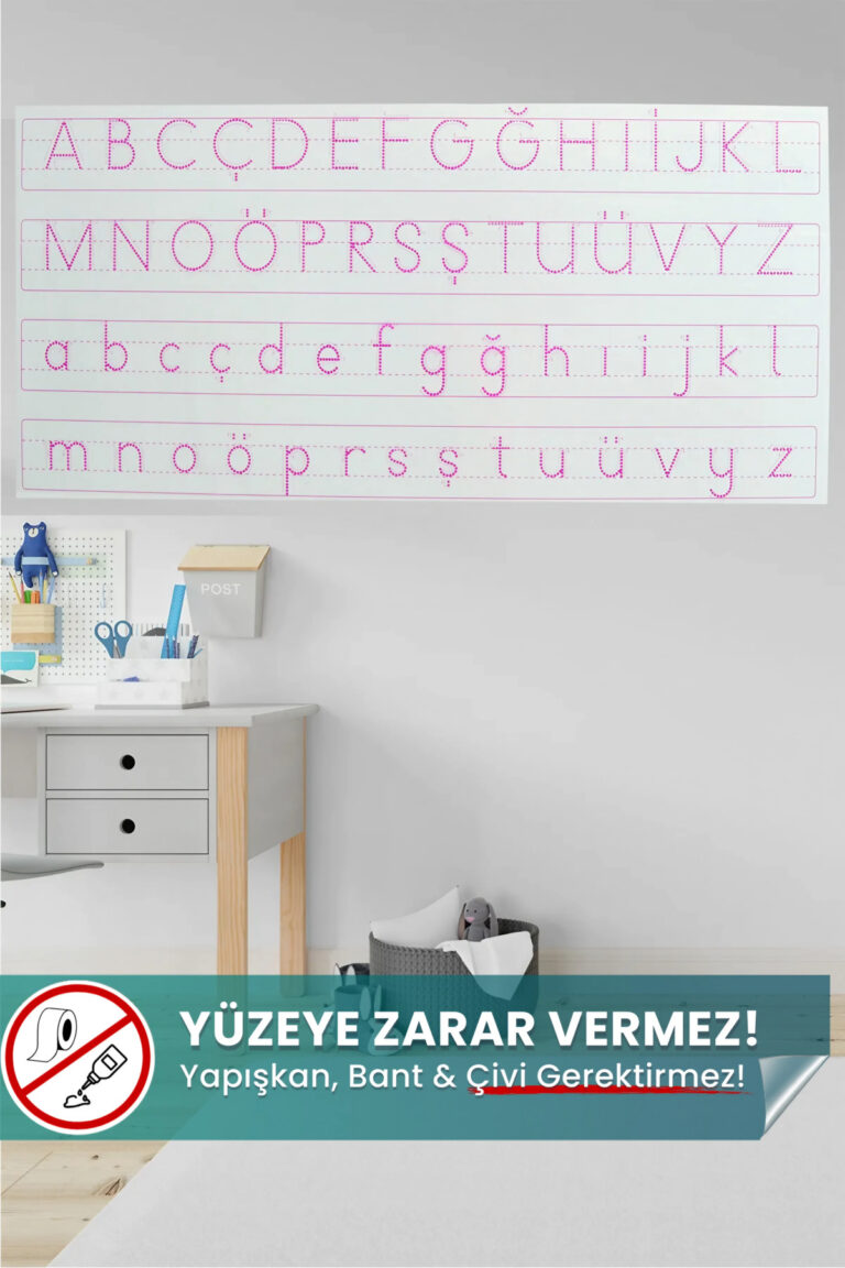 Abc Harfli Kılavuz - Yapışkansız Tutunan, Yeri Değiştirilebilir, Statik Tutunan Pratik Akıllı Kağıt