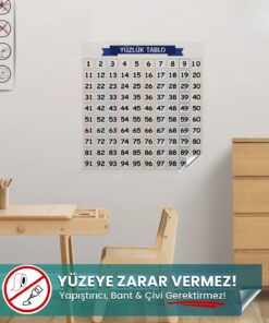 Pi Papers Yüzlük Tablo - Yapışkansız Tutunan Akıllı Kağıt Yazı Tahtası (60x60 cm)