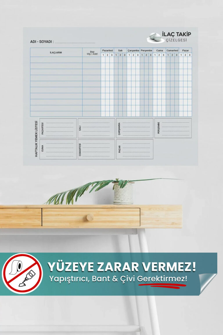 Şeffaf İlaç Takip ve Yemek Listesi Planlayıcı yapışkansız statik akıllı kağıt