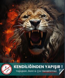 Aslan Duvar Posteri - 50x70 cm Yüksek Çözünürlüklü Statik Akıllı Kağıt Poster