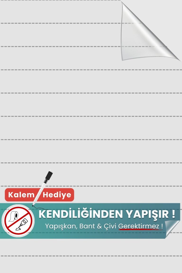 100x150 cm çizgi çalışması şeffaf statik kağıt yazı tahtası – duvara yapışkansız tutunur, kalem hediyeli, kolayca silinir