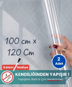 100x120 cm şeffaf statik kağıt yazı tahtası – duvara yapışkansız tutunur, kalem hediyeli, kolayca silinir