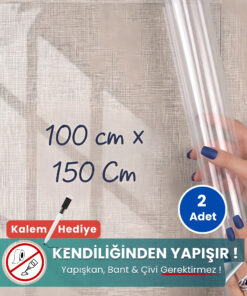 100x150 cm şeffaf statik kağıt yazı tahtası – duvara yapışkansız tutunur, kalem hediyeli, kolayca silinir