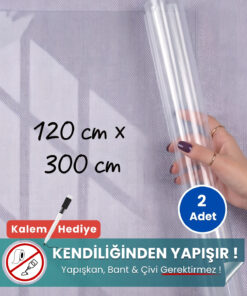 120x300 cm şeffaf statik kağıt yazı tahtası – duvara yapışkansız tutunur, kalem hediyeli, kolayca silinir