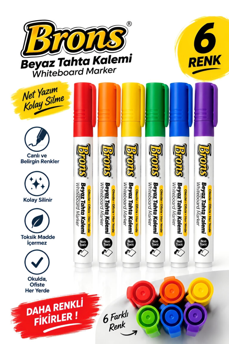Brons 6 renk statik kağıt kalemi, tek paket halinde sunulan Türkçe kalem seti.