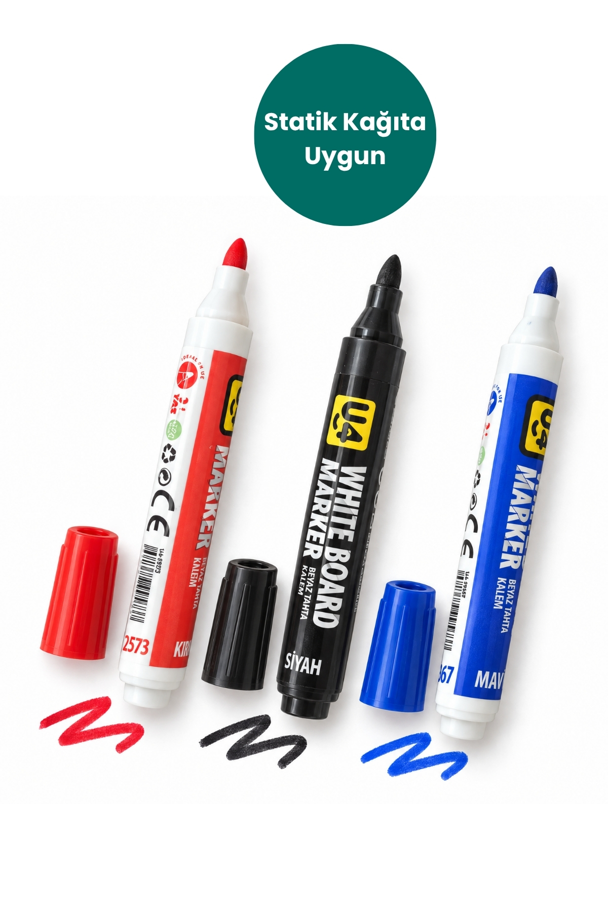 Türkçe dilde kalem seti olarak öne çıkan U4 3 renk yazı tahtası, tek adet paket içeriğiyle.